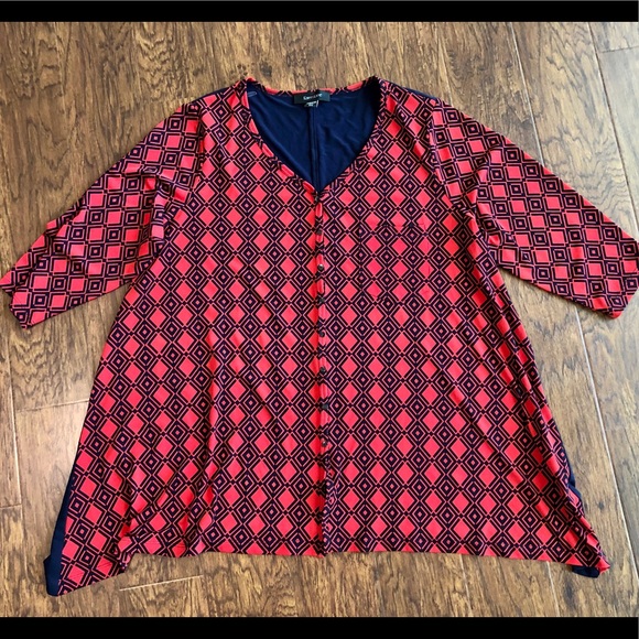 2x Red and Navy Button down tunic - Picture 2 of 2